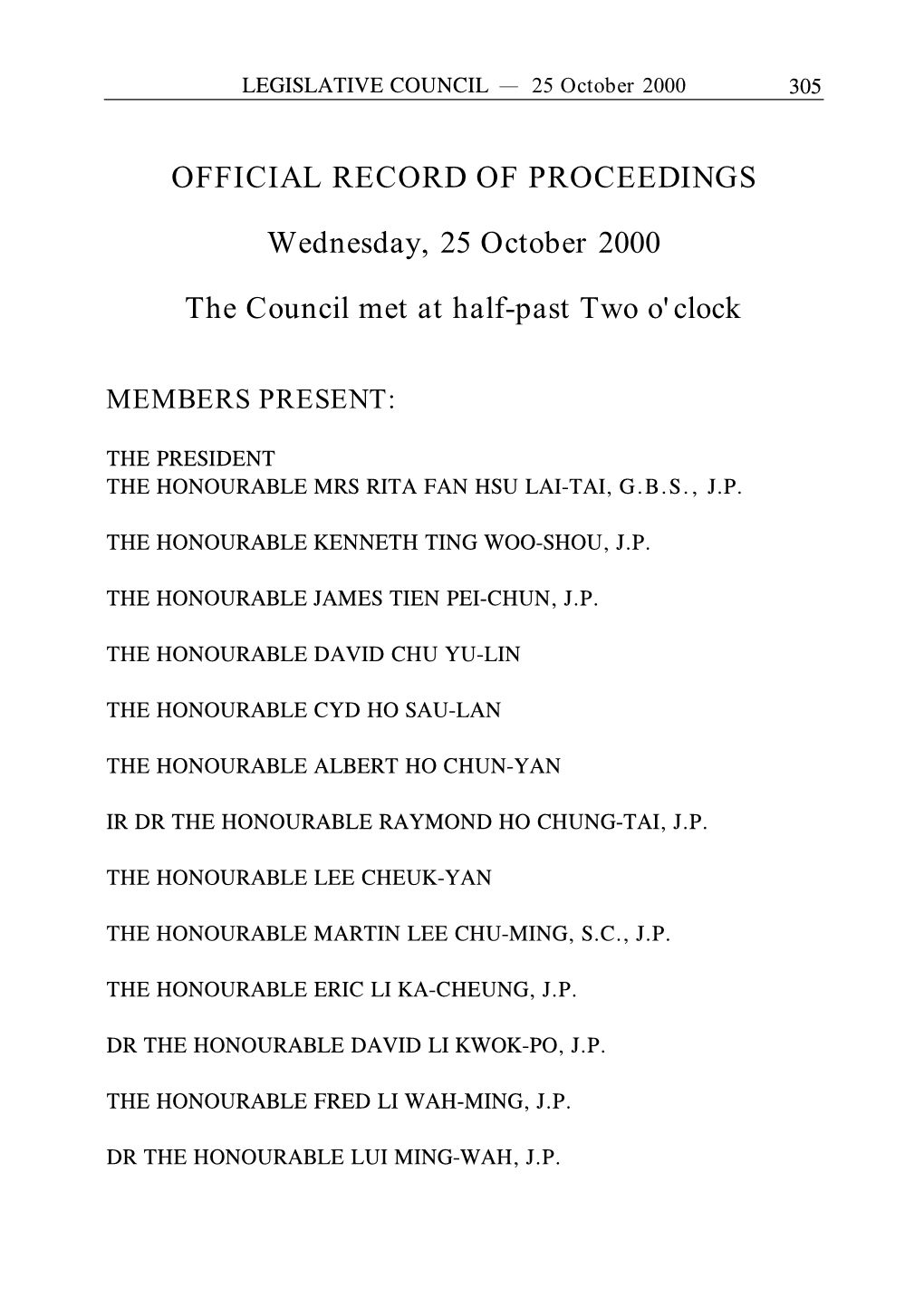 OFFICIAL RECORD of PROCEEDINGS Wednesday, 25