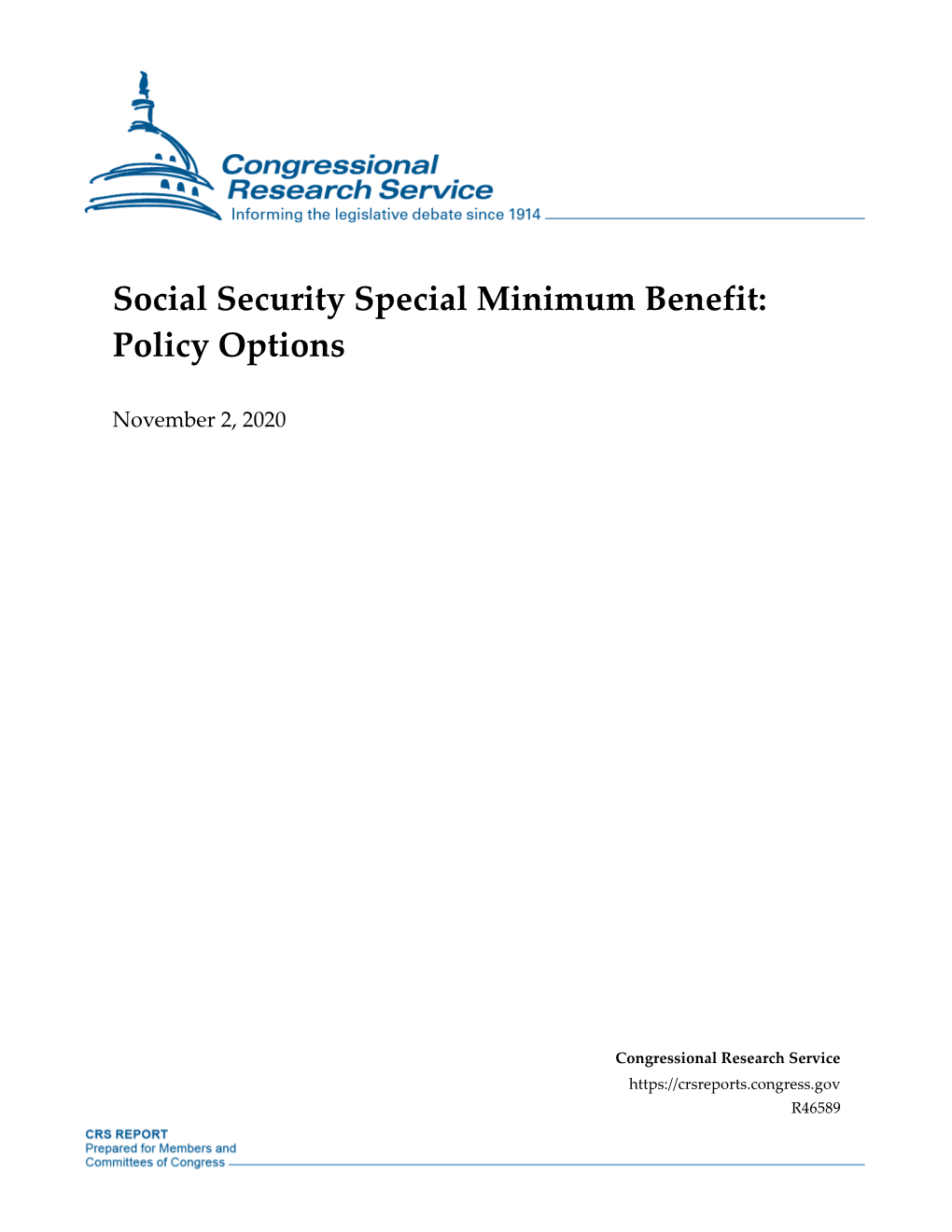 Social Security Special Minimum Benefit: Policy Options