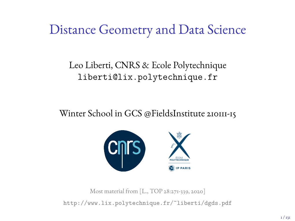 Distance Geometry and Data Science