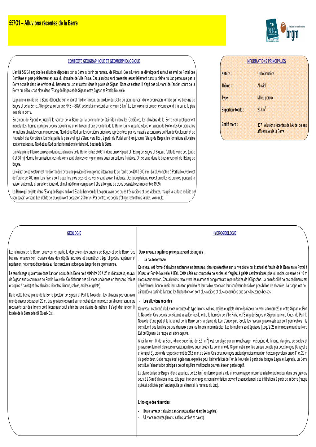 557G1 – Alluvions Récentes De La Berre