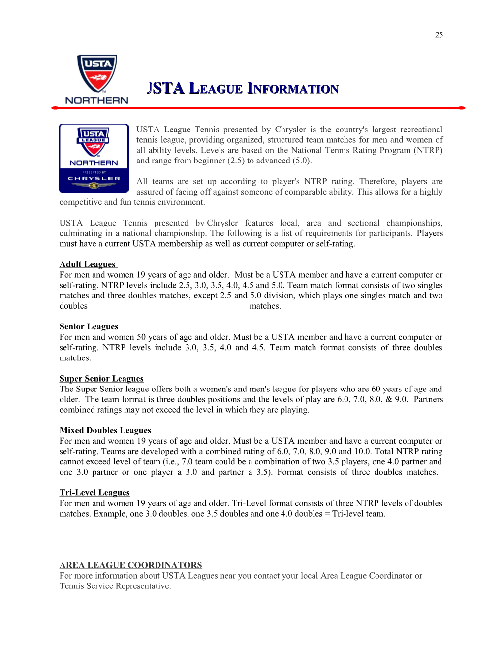 USTA League Information