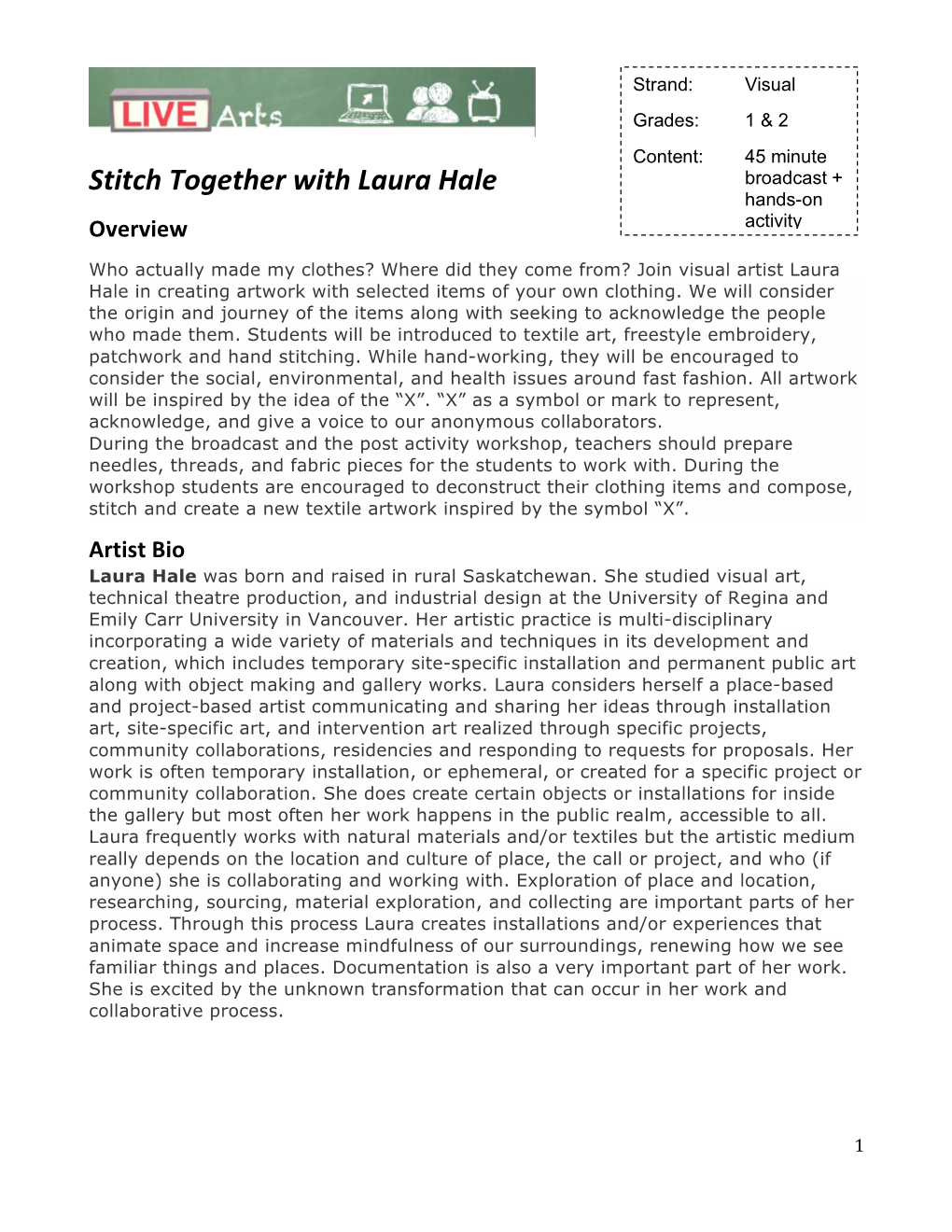 Stitch Together with Laura Hale Broadcast + Hands-On Overview Activity