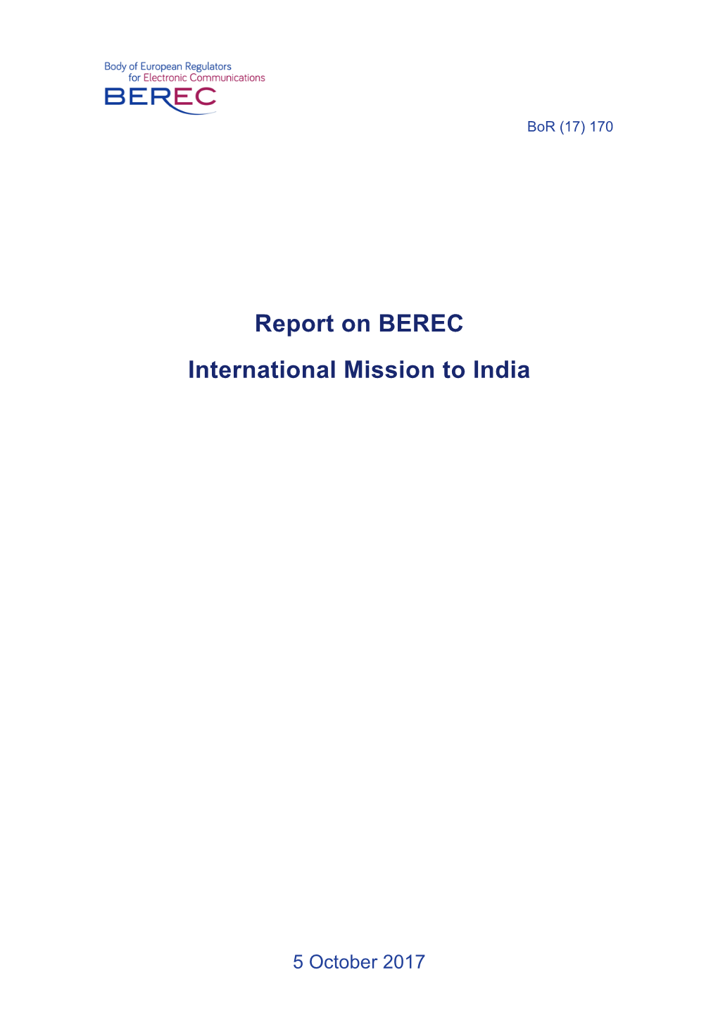 Draft Report on Berecinternational Mission to India