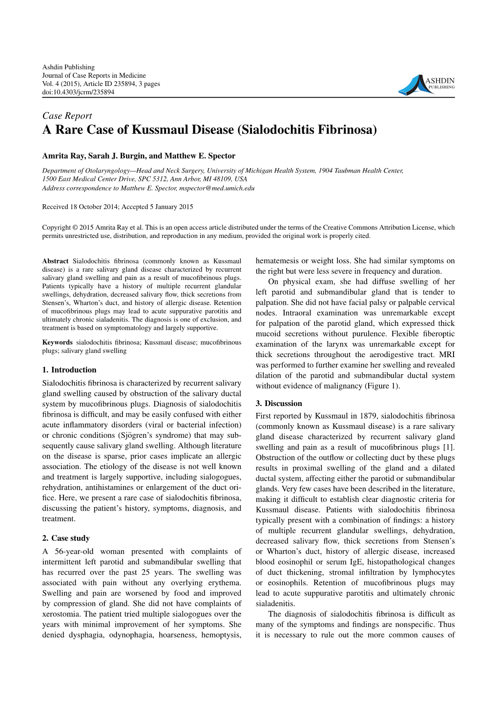 Sialodochitis Fibrinosa)