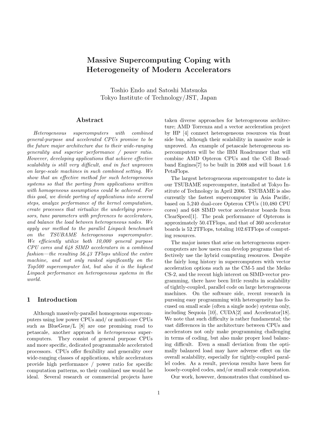 Paper, and Eration on Two TSUBAME Nodes