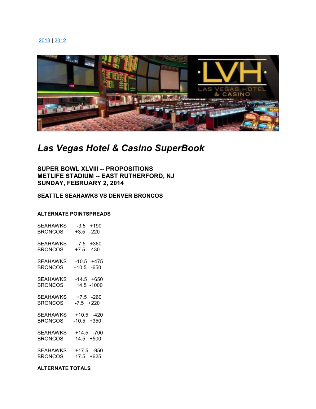 Las Vegas Hotel & Casino Superbook
