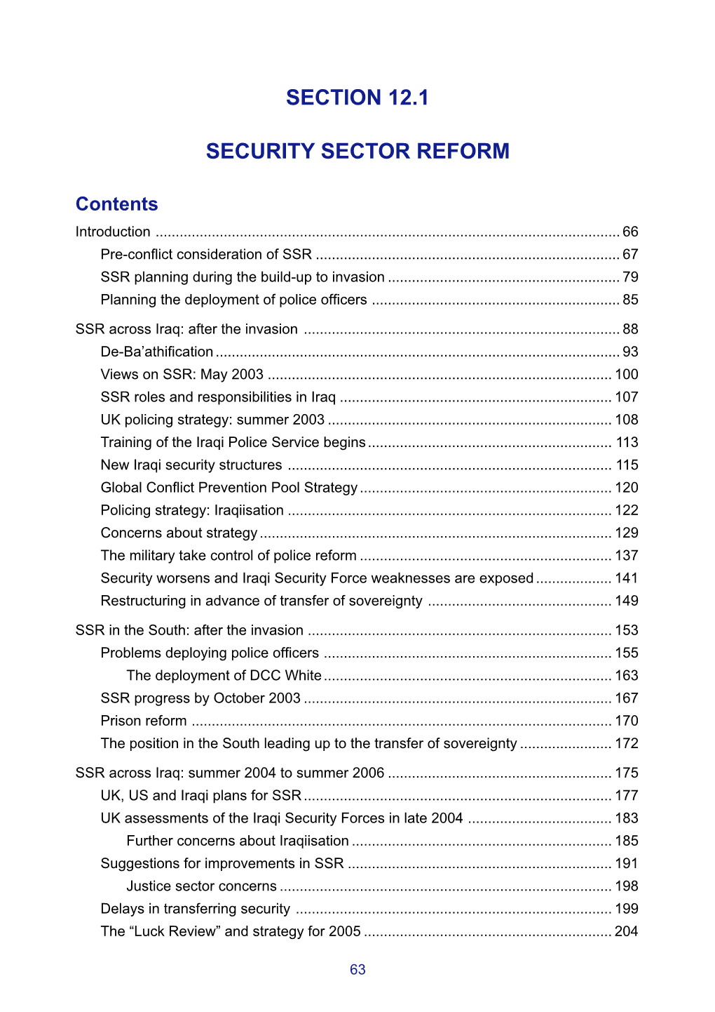 Section 12.1 Security Sector Reform