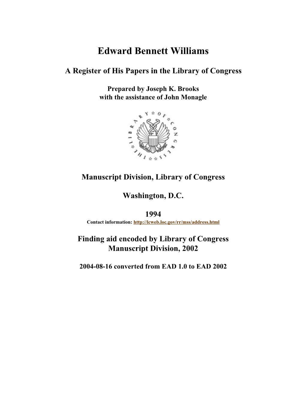 Papers of Edward Bennett Williams