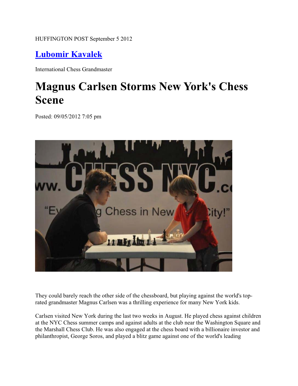 Magnus Carlsen Storms New York's Chess Scene