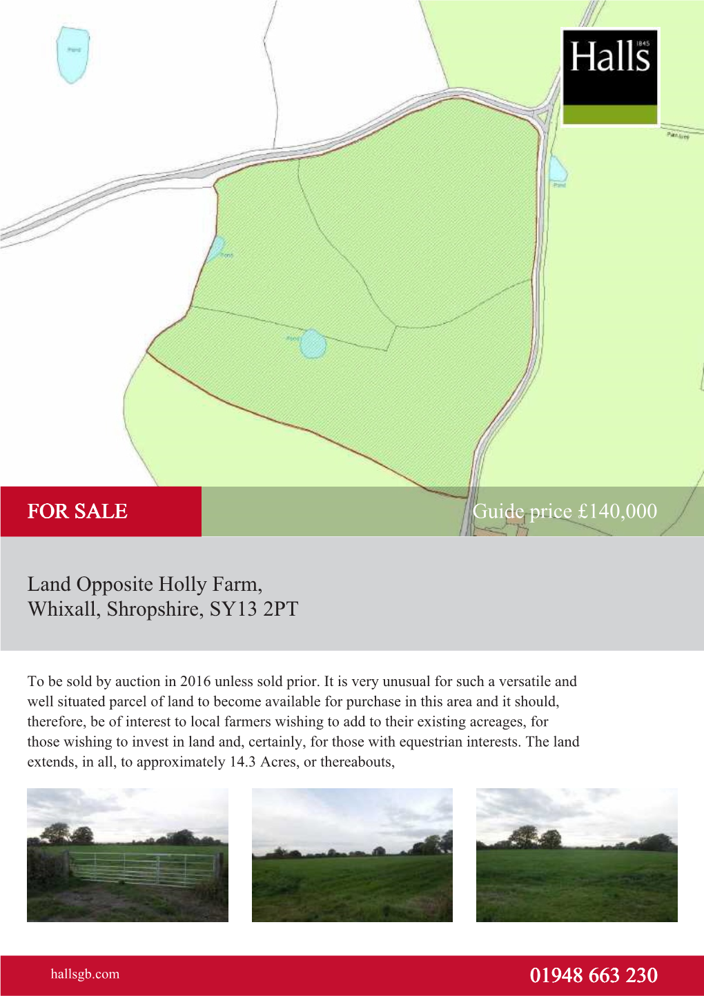 Guide Price £140,000 Land Opposite Holly Farm, Whixall, Shropshire