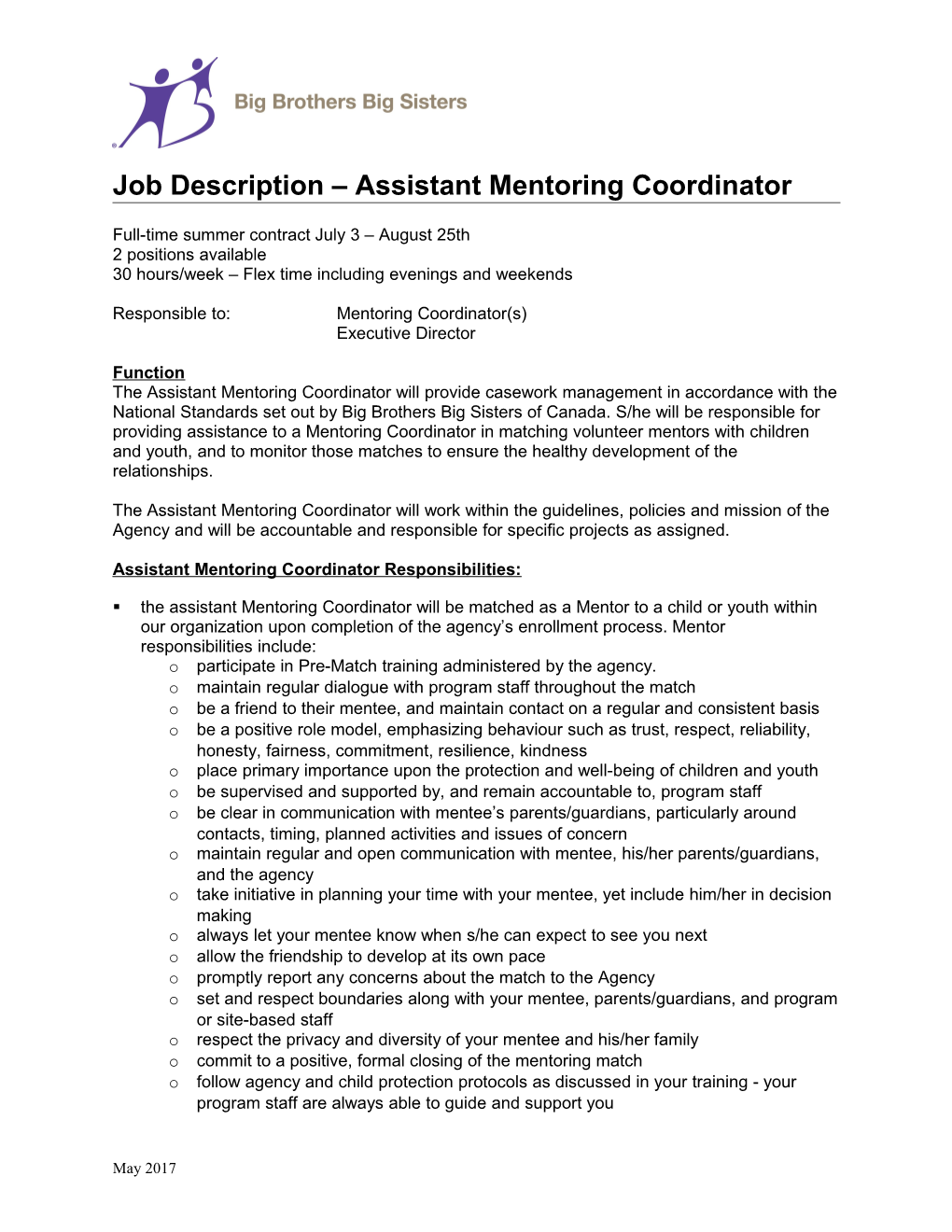 Sample Job Description Caseworker