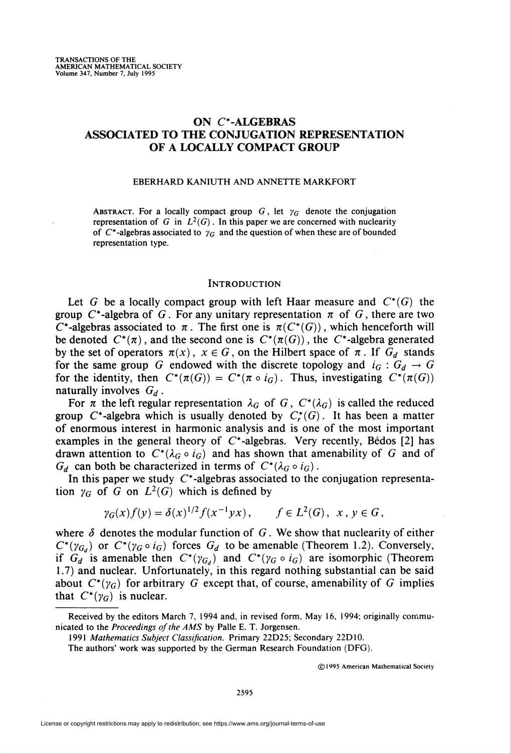 On C* -Algebras of a Locally Compact Group