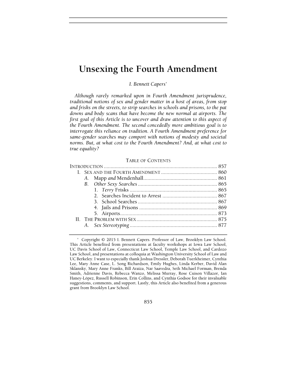 Unsexing the Fourth Amendment