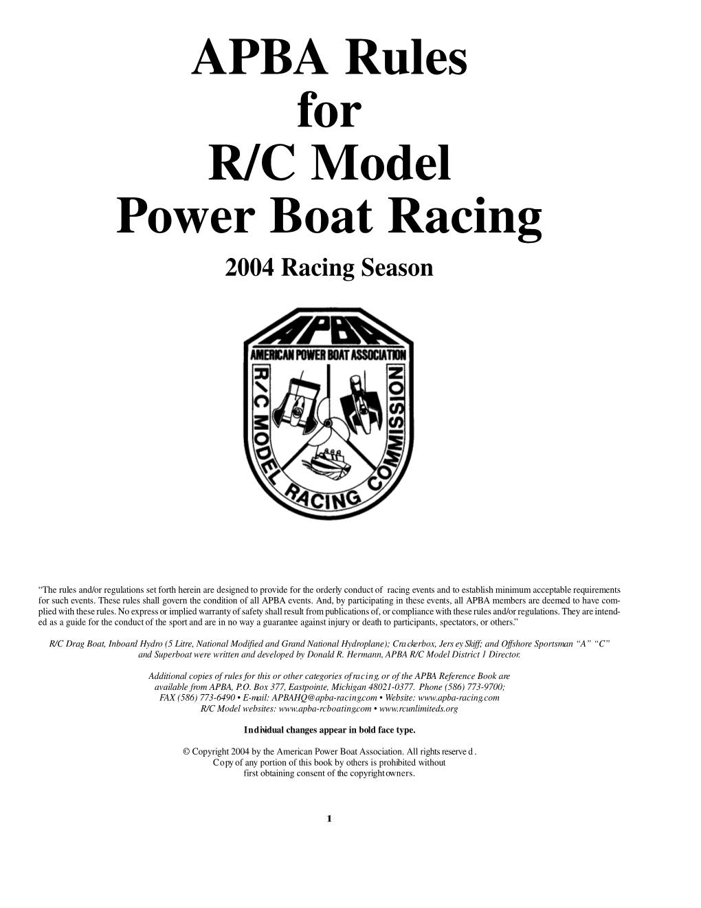 2004 RC Model Rules