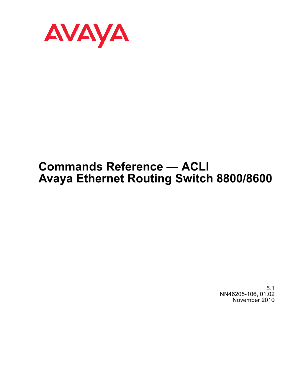 Commands Reference — ACLI Avaya Ethernet Routing Switch 8800/8600