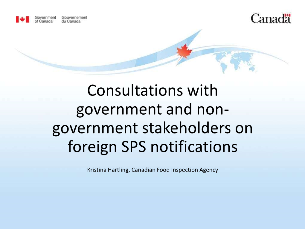 Government Stakeholders on Foreign SPS Notifications