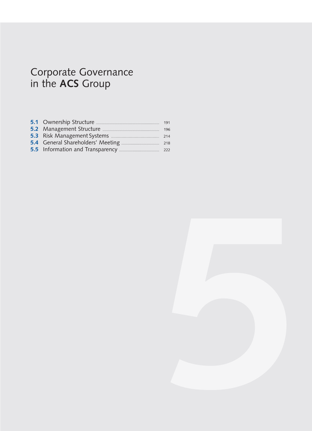 Corporate Governance in the ACS Group