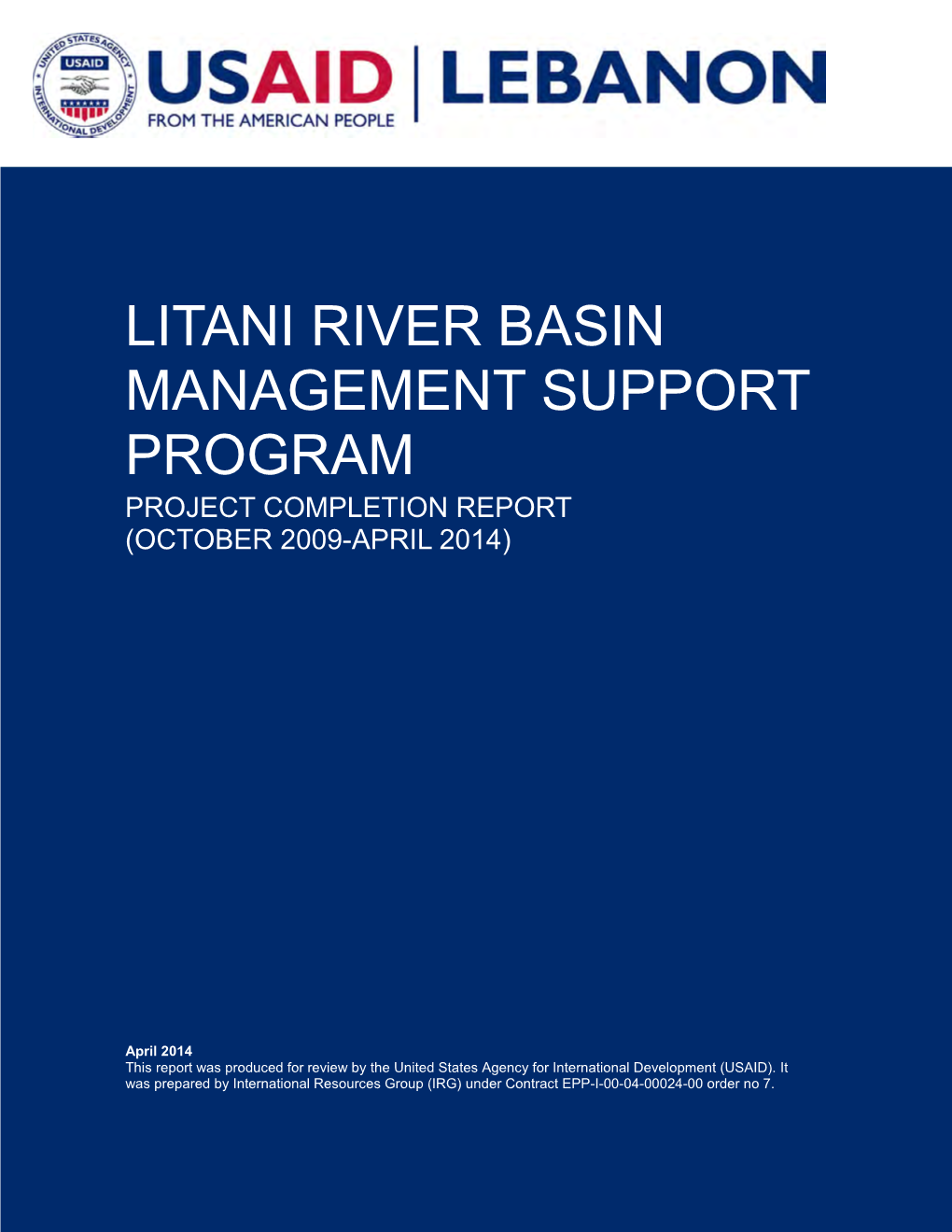 Litani River Basin Management Support Program Project Completion Report