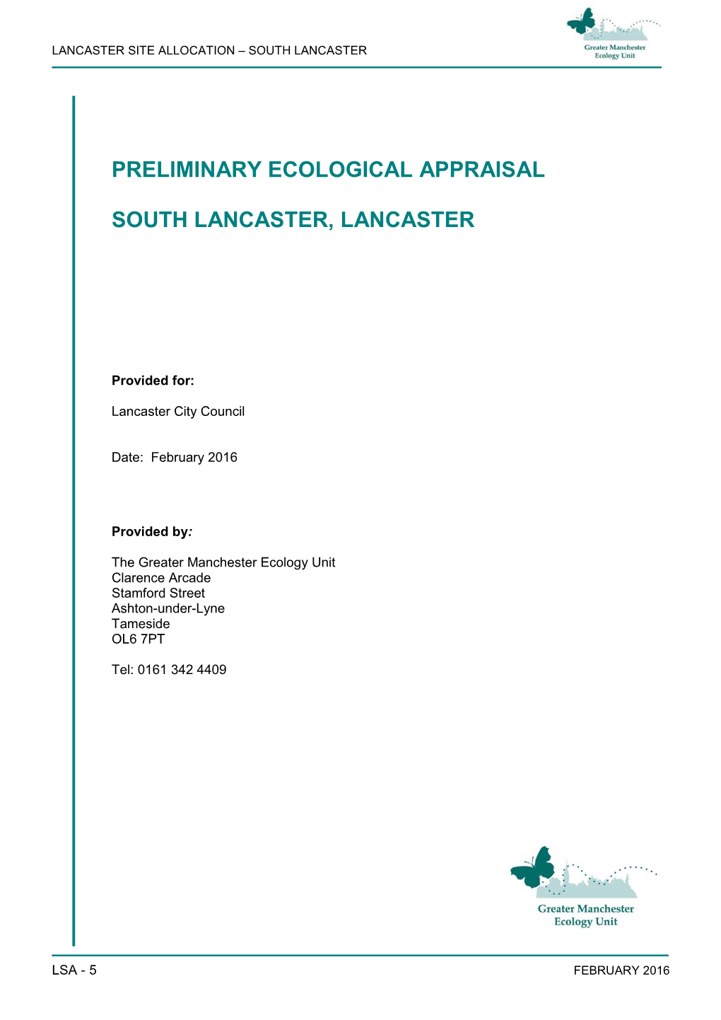 Preliminary Ecological Appraisal South Lancaster