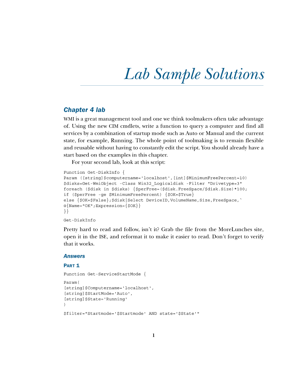 Lab Sample Solutions