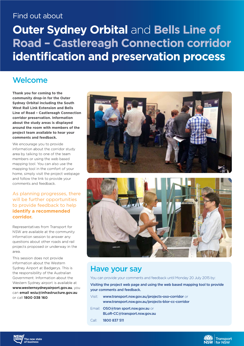 Outer Sydney Orbital and Bells Line of Road – Castlereagh Connection Corridor Identification and Preservation Process