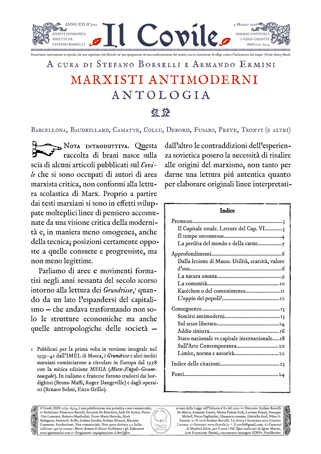 Il Covile N° 902. Marxisti Antimoderni. Antologia