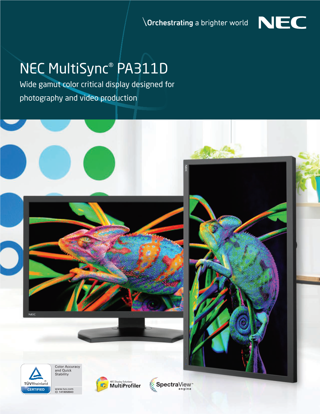 NEC Multisync® PA311D Wide Gamut Color Critical Display Designed for Photography and Video Production