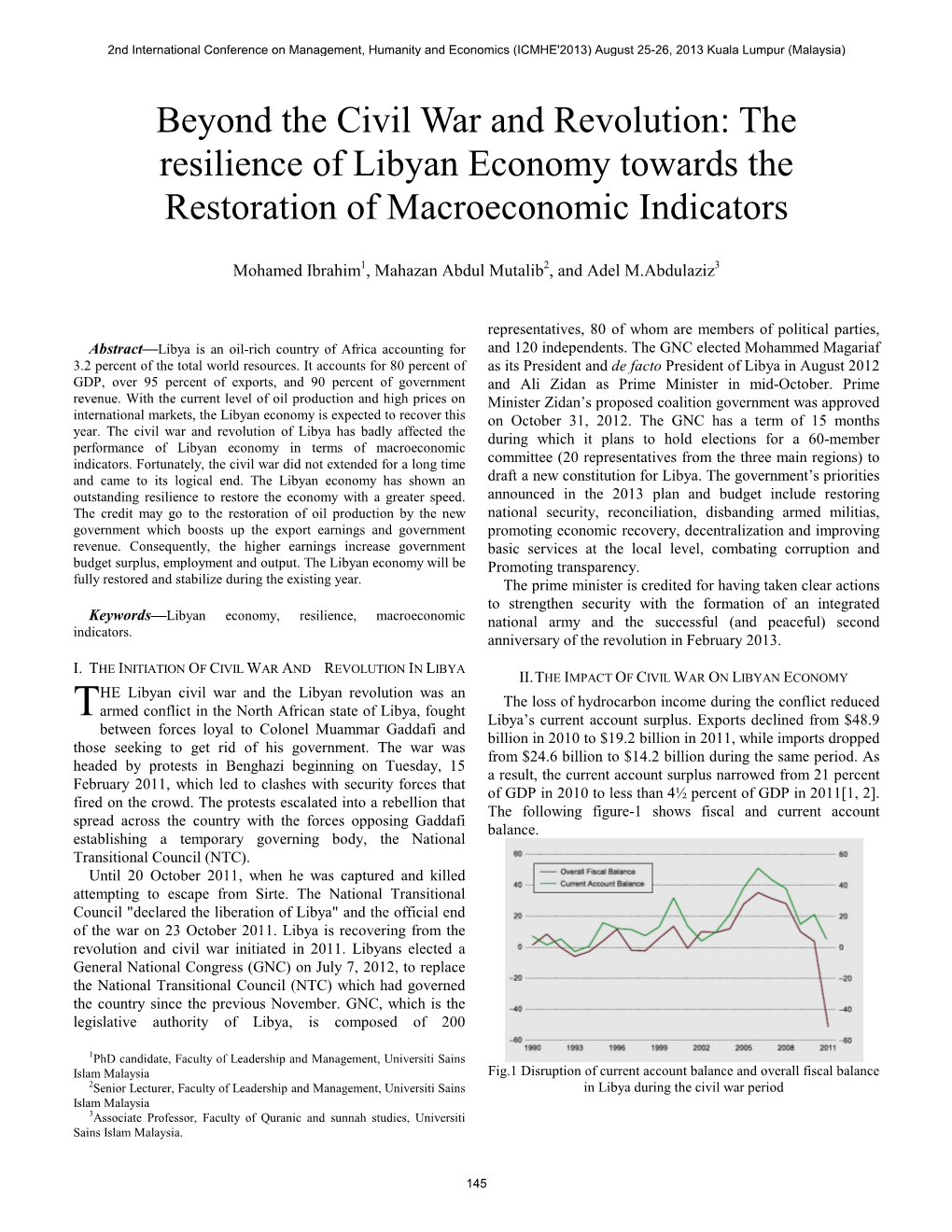 The Resilience of Libyan Economy Towards the Restoration of Macroeconomic Indicators