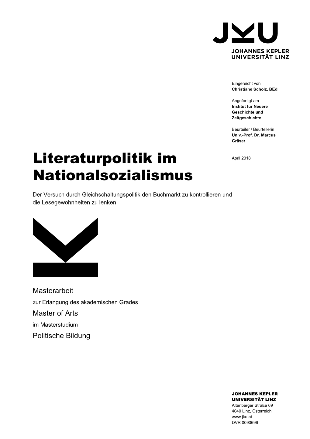 Literaturpolitik Im Nationalsozialismus“