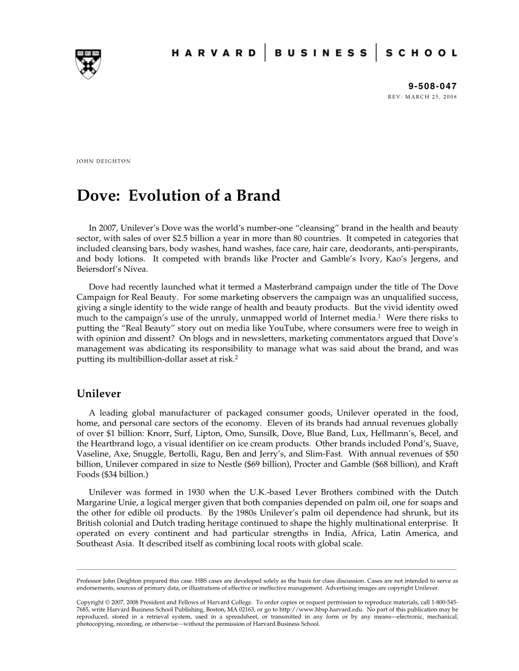 Dove: Evolution of a Brand