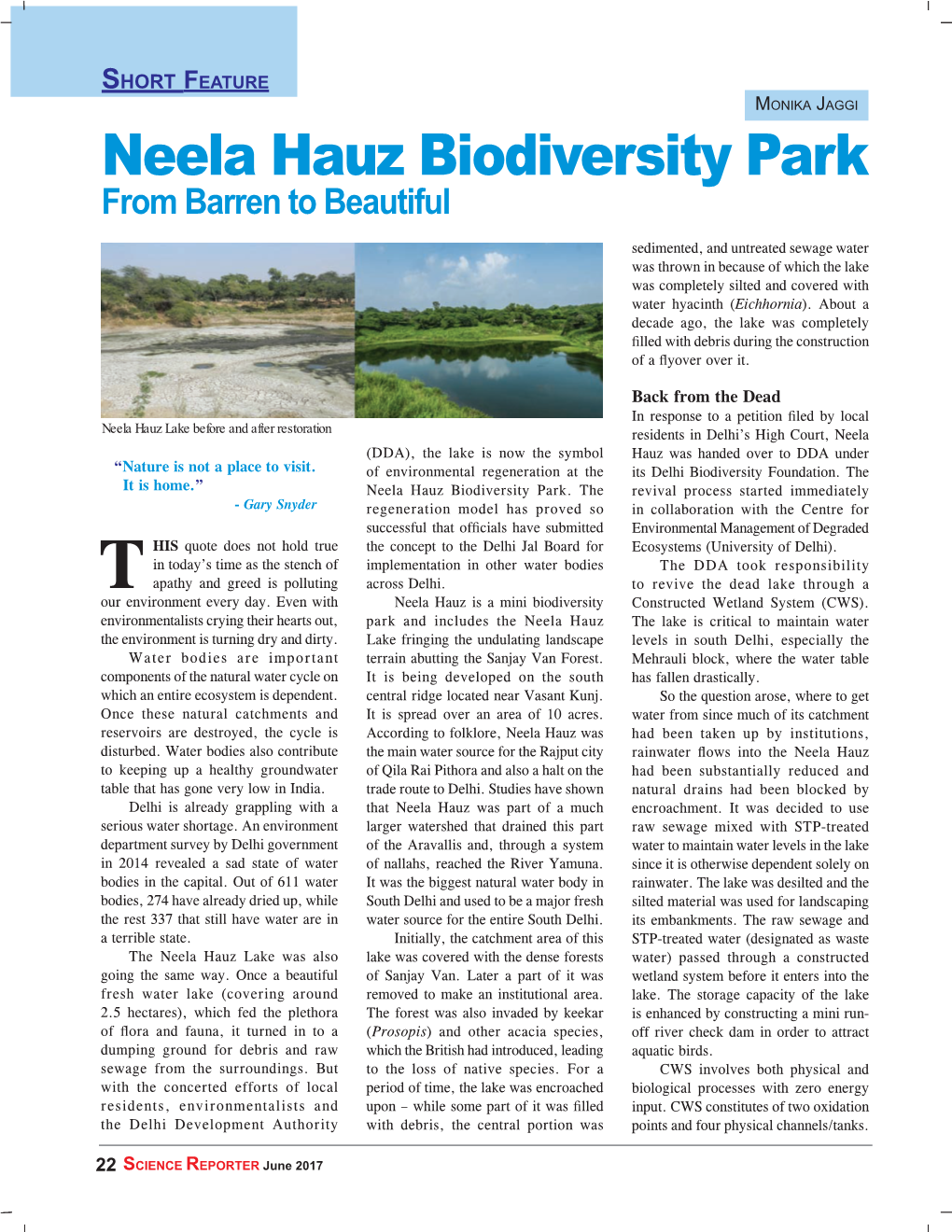 Neela Hauz Biodiversity Park from Barren to Beautiful