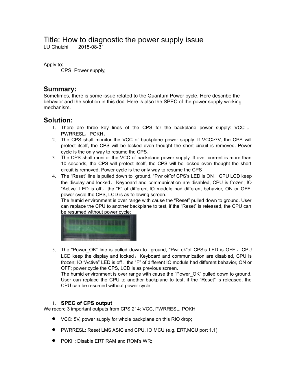 Title: How to Diagnostic the Power Supply Issue