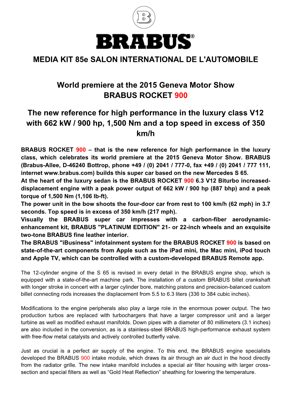 Brabus Pressemitteilung News Release