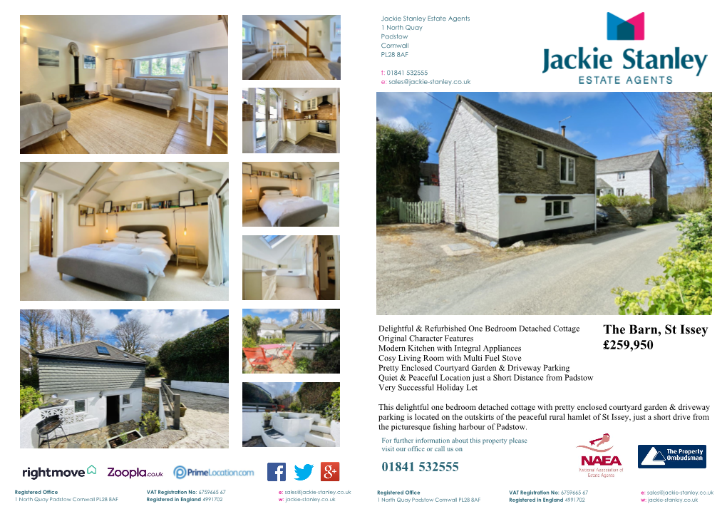 01841 532555 the Barn, St Issey £259950