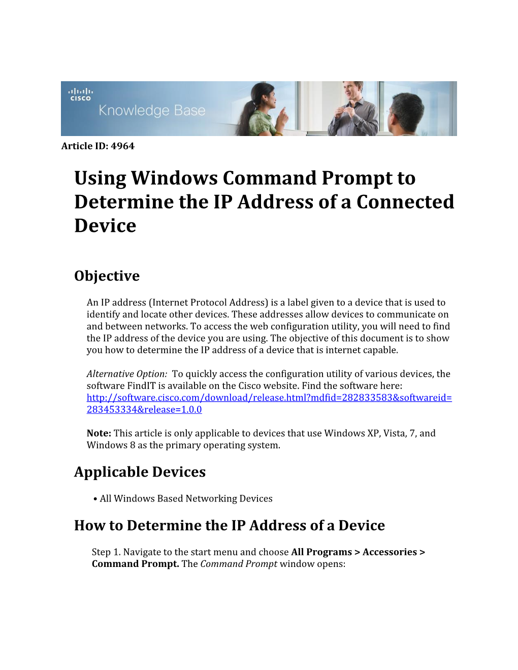 Using Windows Command Prompt to Determine the IP Address of a Connected Device