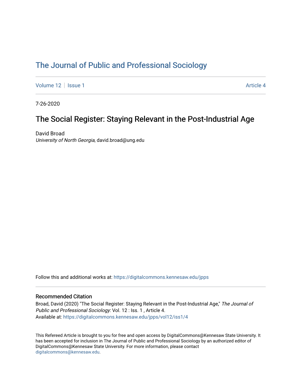 The Social Register: Staying Relevant in the Post-Industrial Age