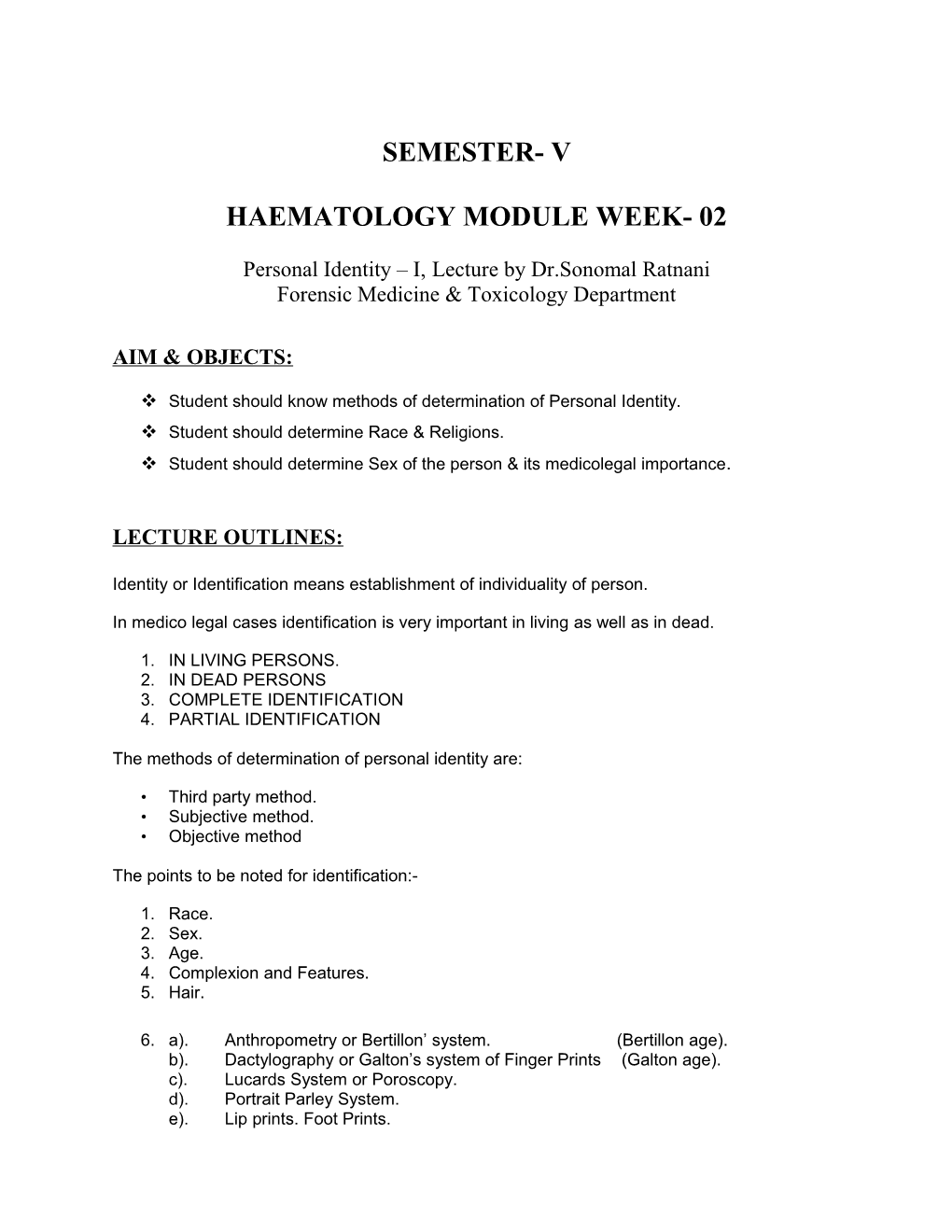 Haematology Module Week- 02