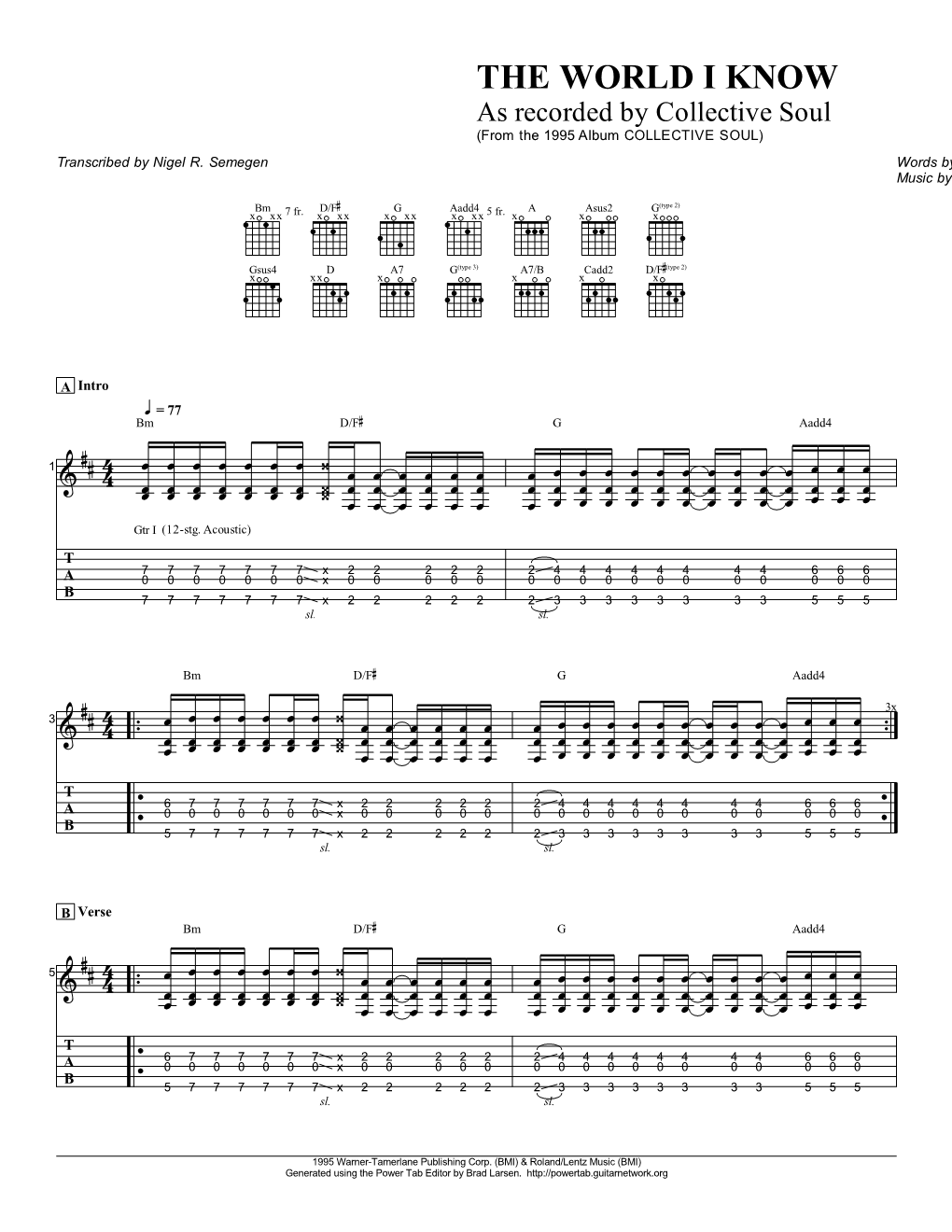 The World I Know Guitar Tab