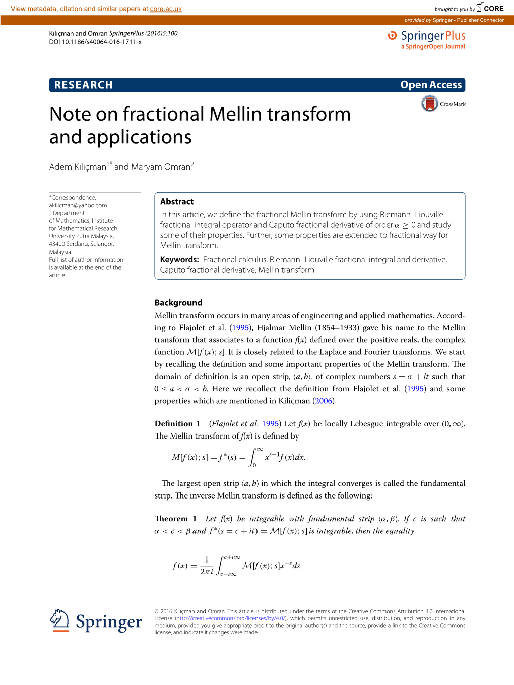 Note on Fractional Mellin Transform and Applications