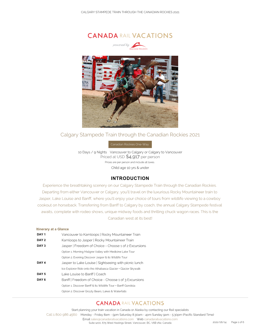 Calgary Stampede Train Through the Canadian Rockies 2021