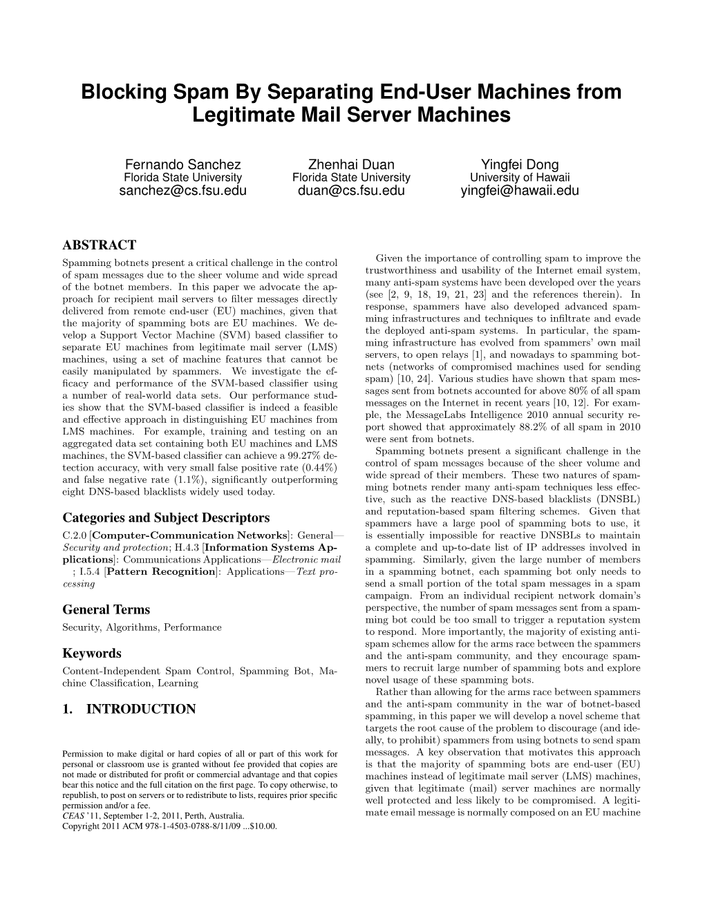 Blocking Spam by Separating End-User Machines from Legitimate Mail Server Machines