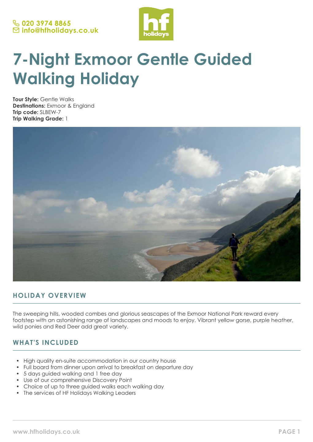 7-Night Exmoor Gentle Guided Walking Holiday