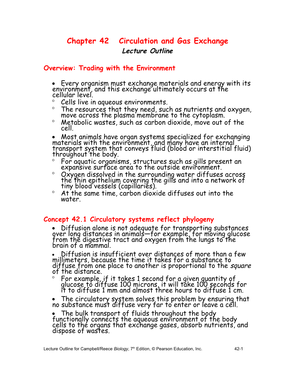 Chapter 42 Circulation and Gas Exchange