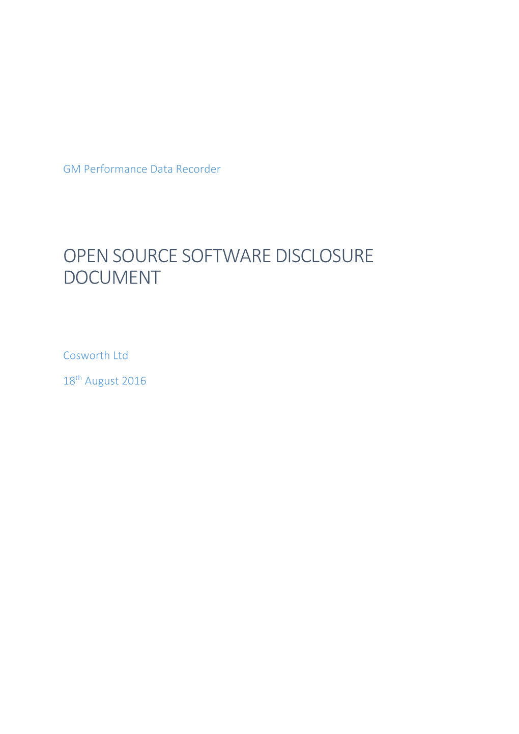 Open Source Software Disclosure Document