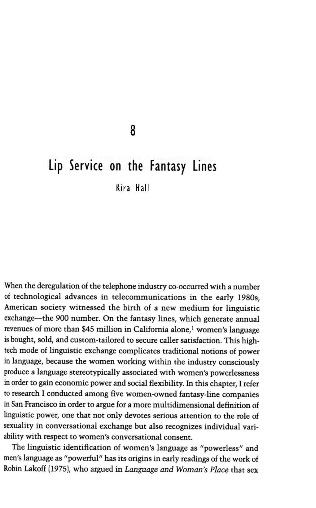 Lip Service on the Fantasy Lines
