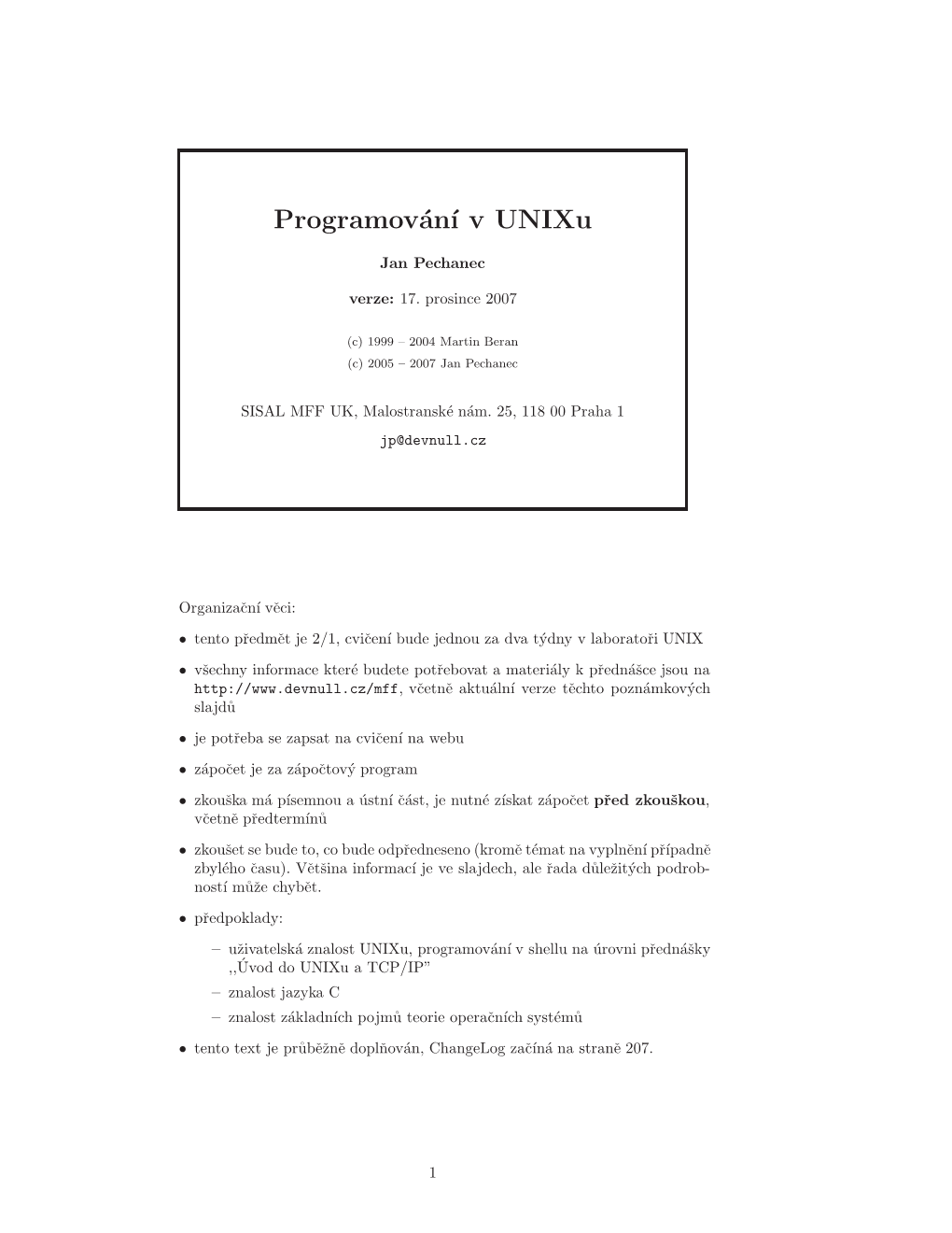 Programován´I V Unixu