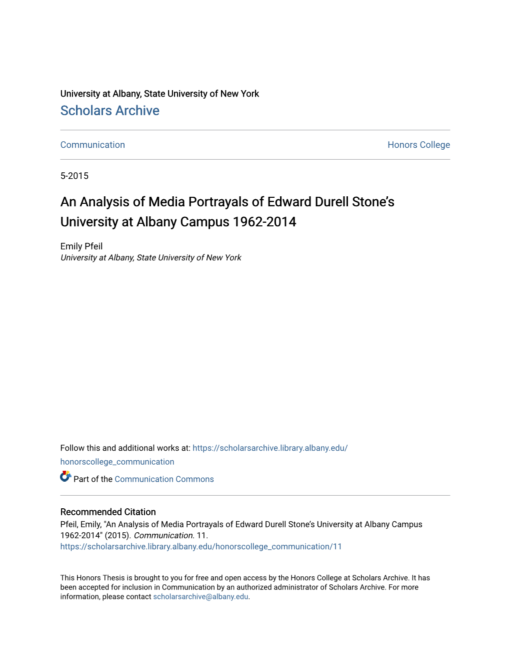 An Analysis of Media Portrayals of Edward Durell Stone's University At