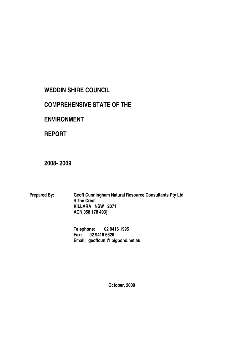 State of Environment Report 2008/2009