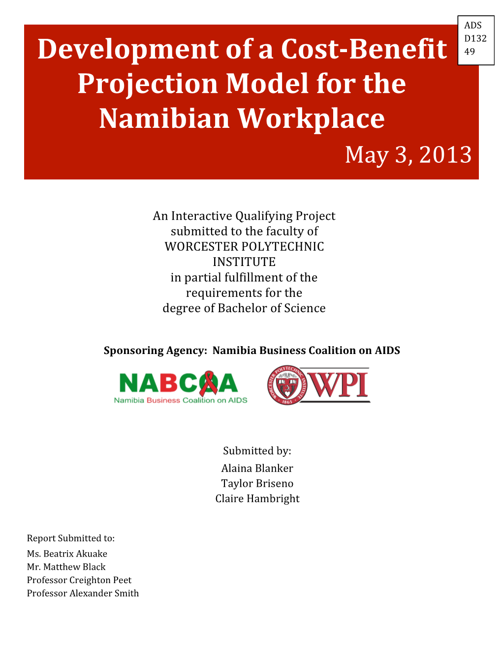 Development of a Cost-‐Benefit Projection Model for the Namibian
