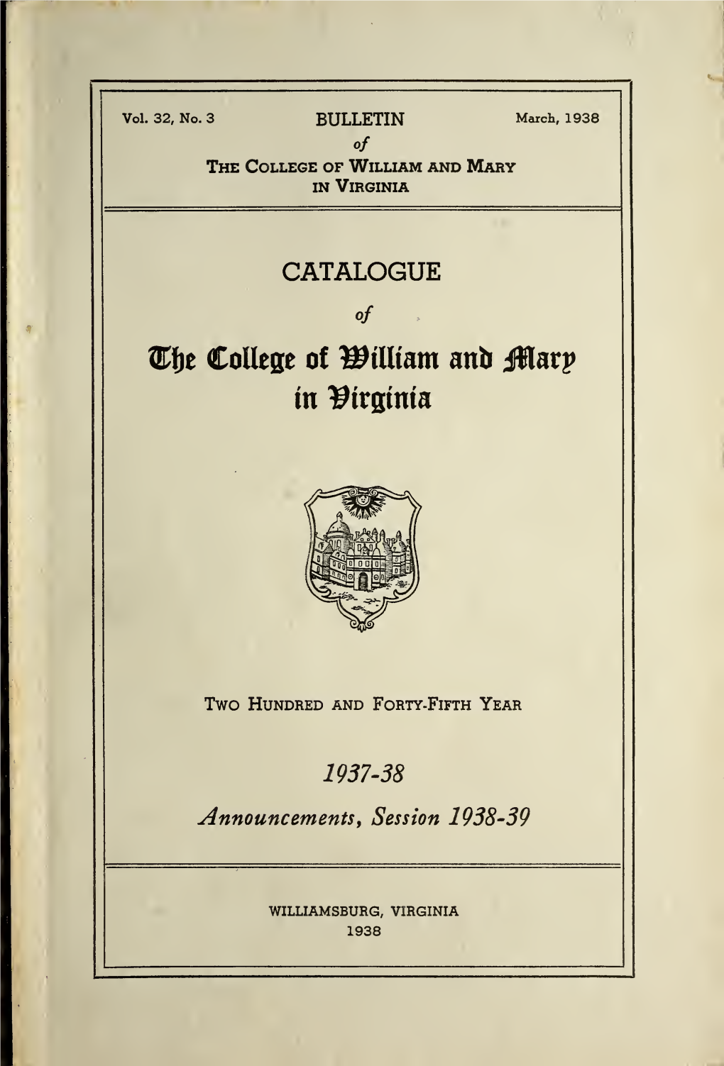 Bulletin of the College of William and Mary in Virginia